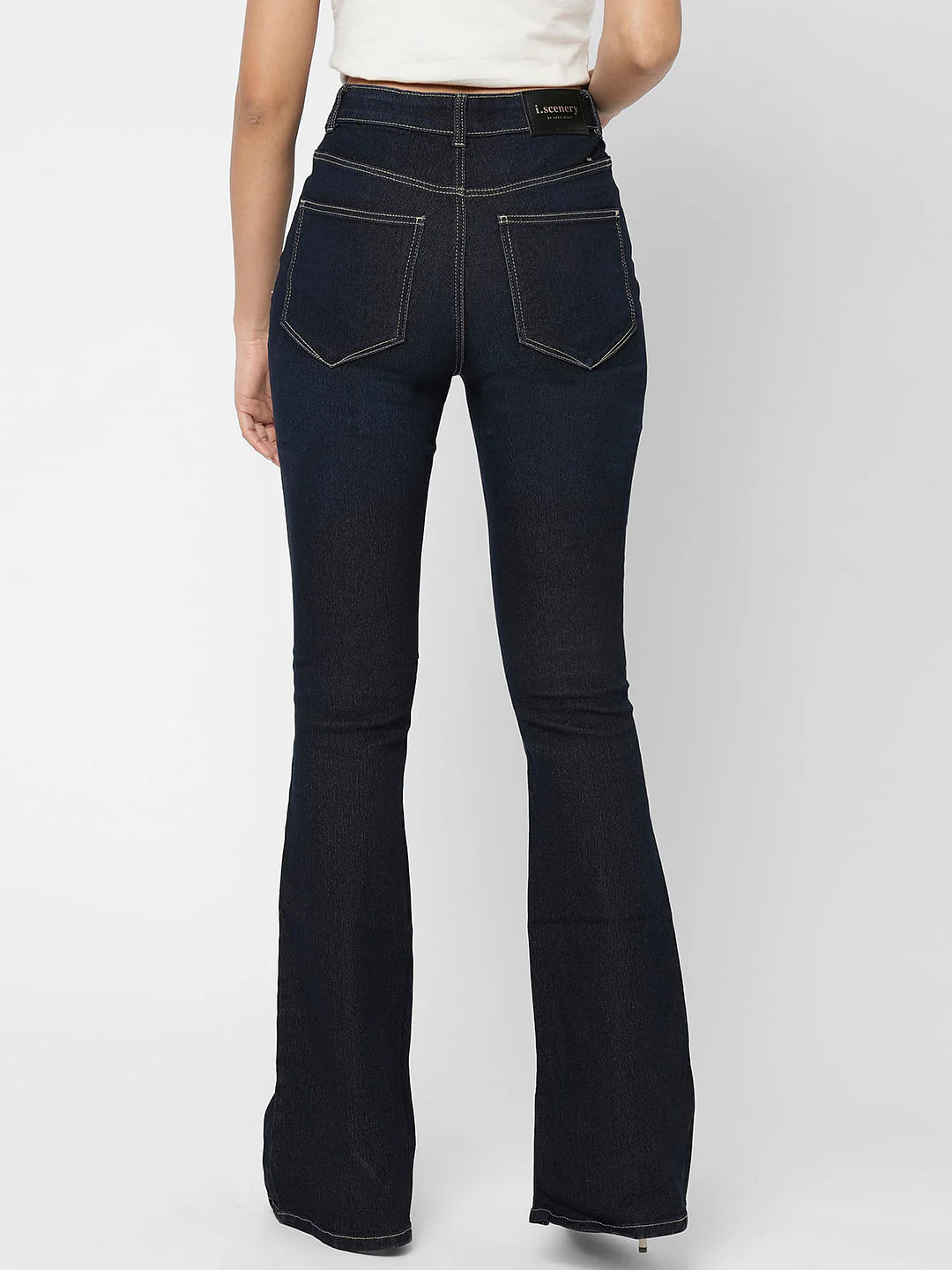 I.Scenery By Vero Moda Dark Blue High Rise Bootcut Jeans - Image 4
