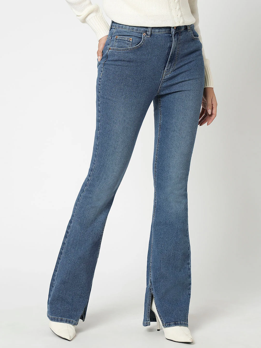 I.Scenery By Vero Moda Blue Mid Rise Bootcut Jeans - Image 2