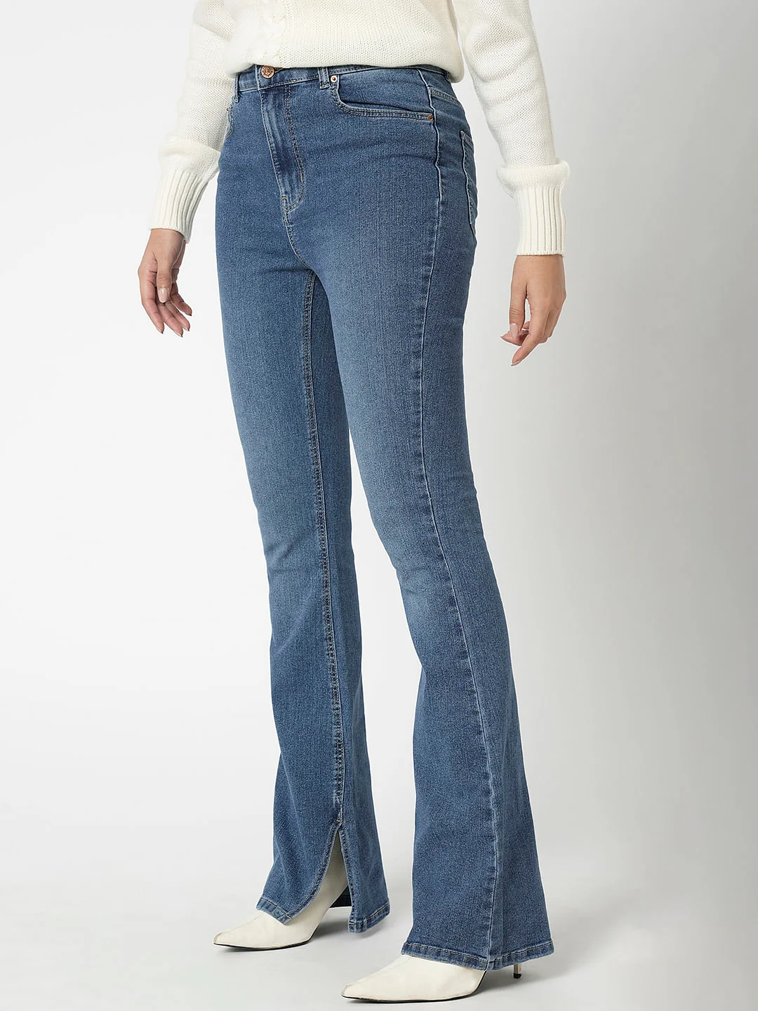 I.Scenery By Vero Moda Blue Mid Rise Bootcut Jeans - Image 3