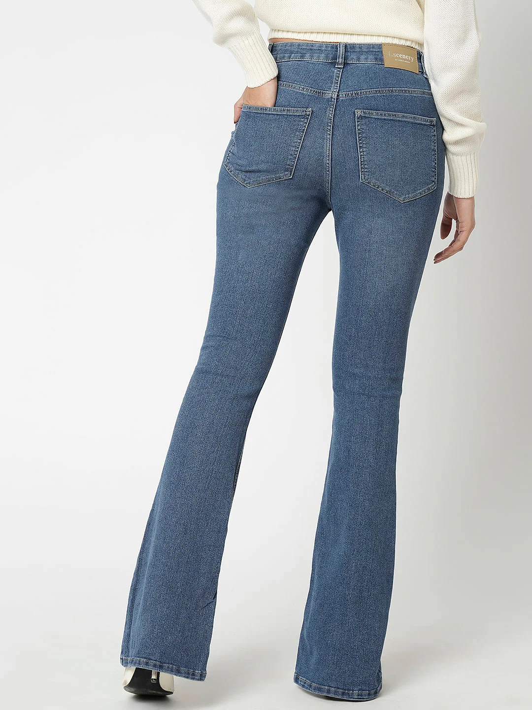 I.Scenery By Vero Moda Blue Mid Rise Bootcut Jeans - Image 4