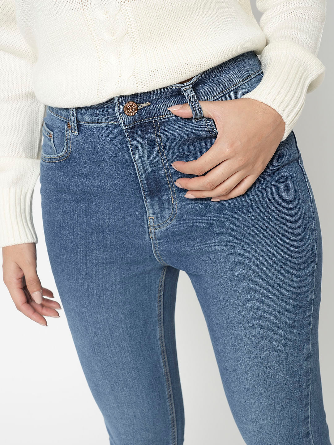 I.Scenery By Vero Moda Blue Mid Rise Bootcut Jeans - Image 6
