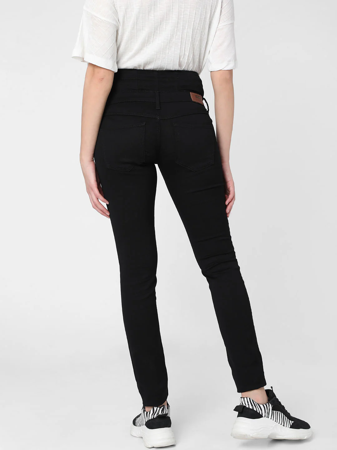 Black High Rise Corset Waist Skinny Jeans - Image 4
