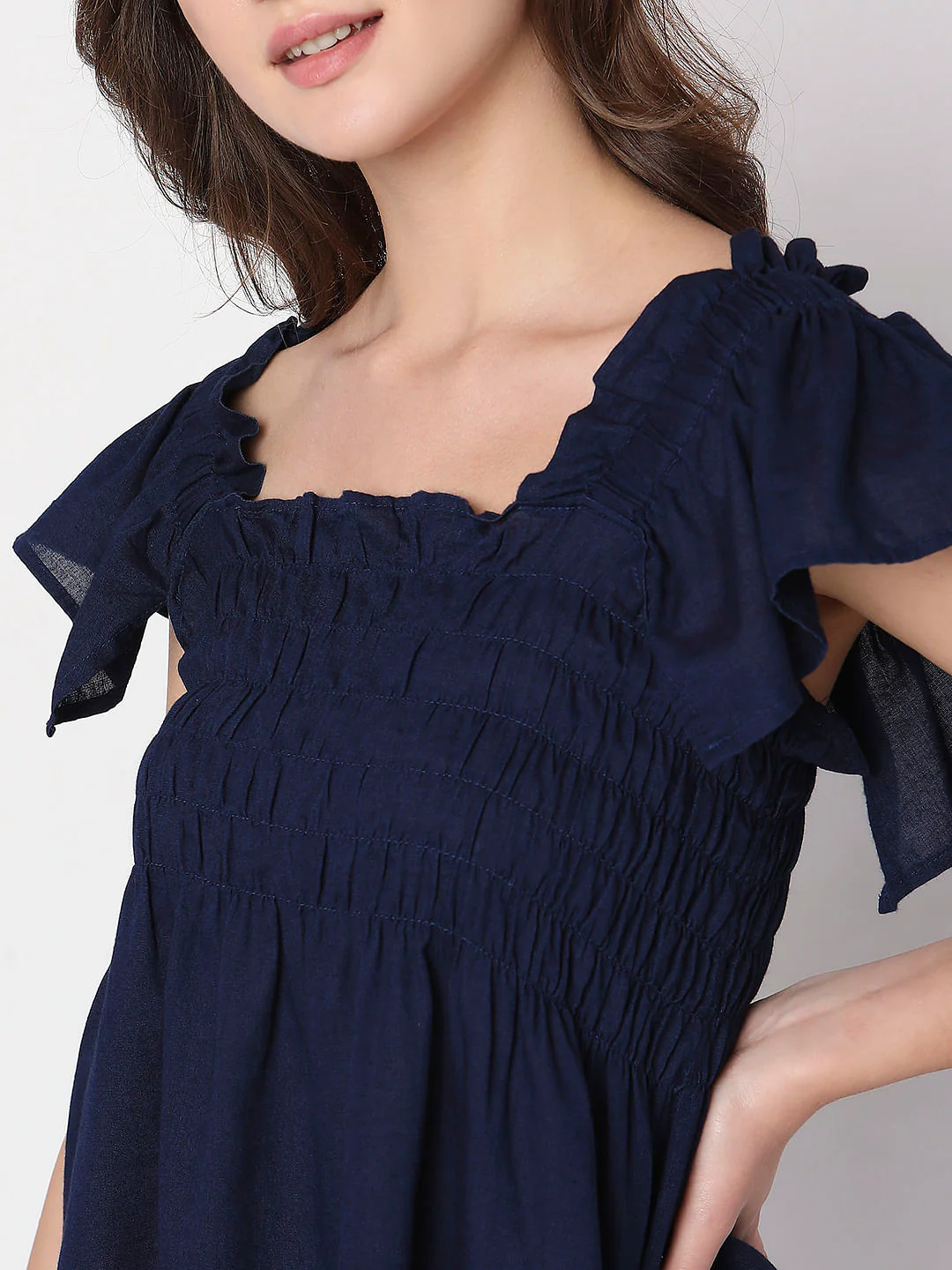 Navy Blue Smocked Top - Image 5