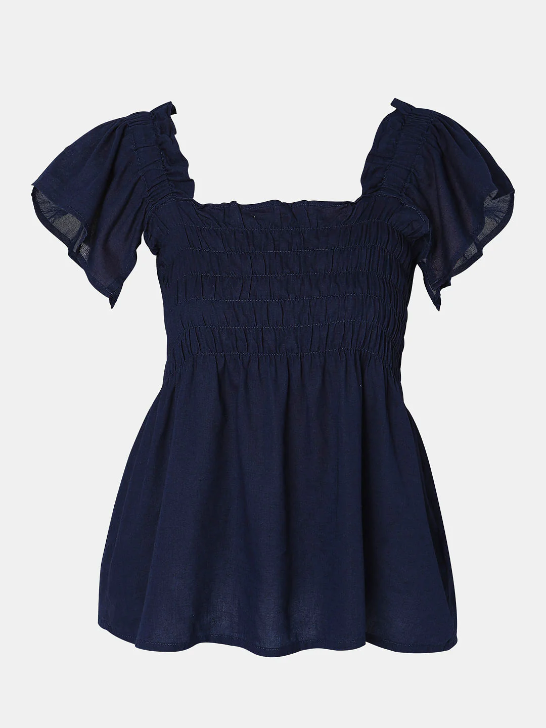 Navy Blue Smocked Top - Image 6