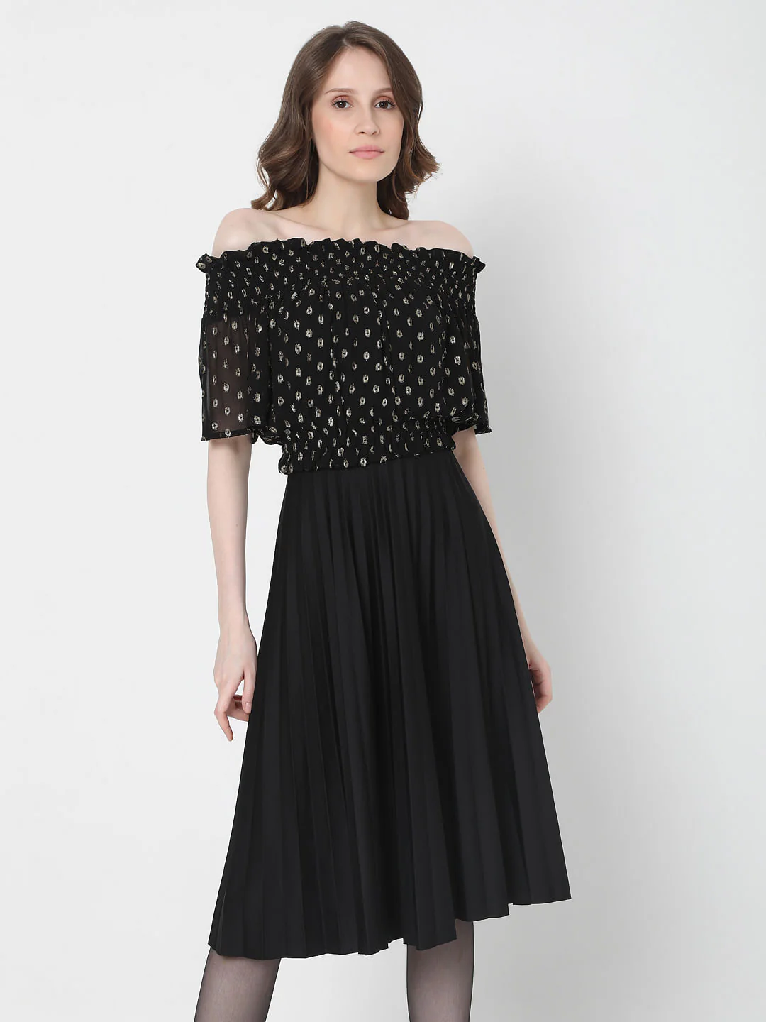 Black Off Shoulder Lurex Top - Image 2