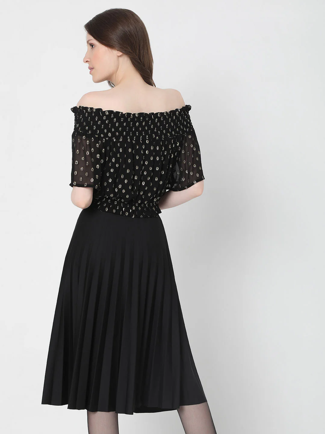 Black Off Shoulder Lurex Top - Image 4