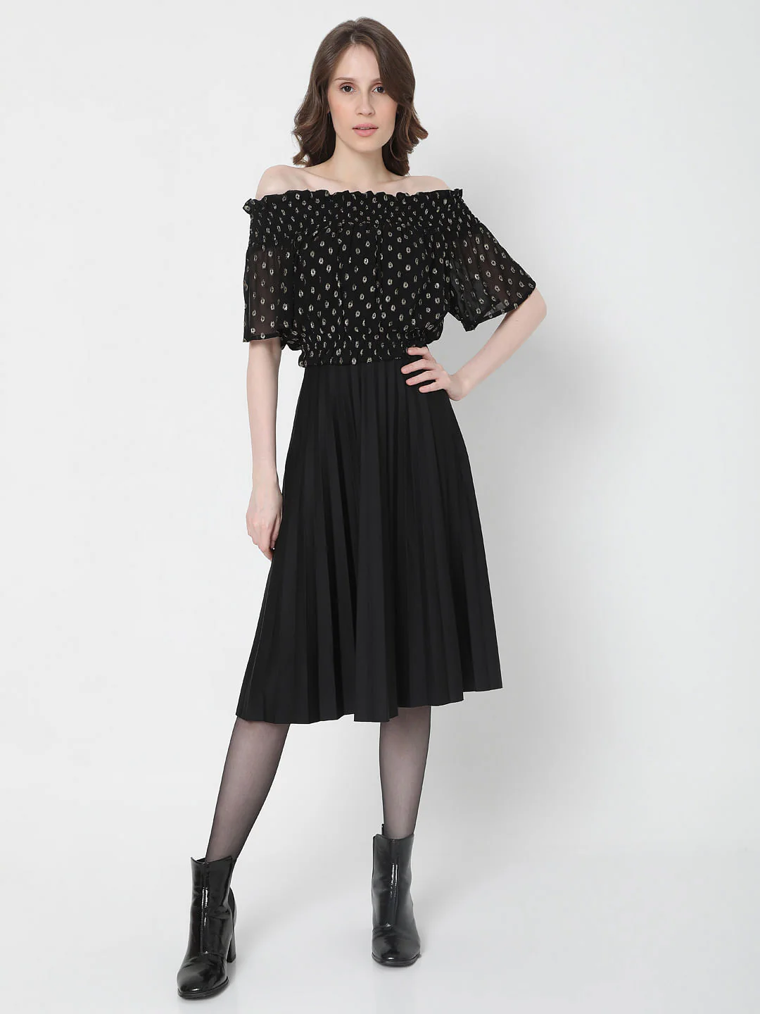 Black Off Shoulder Lurex Top - Image 5