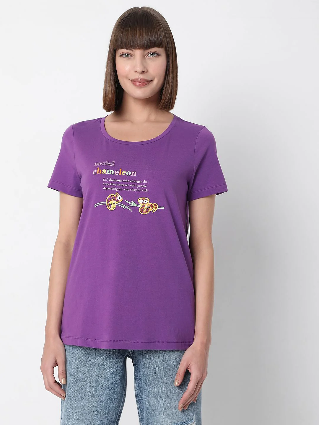 Purple Slogan Print T-Shirt - Image 2