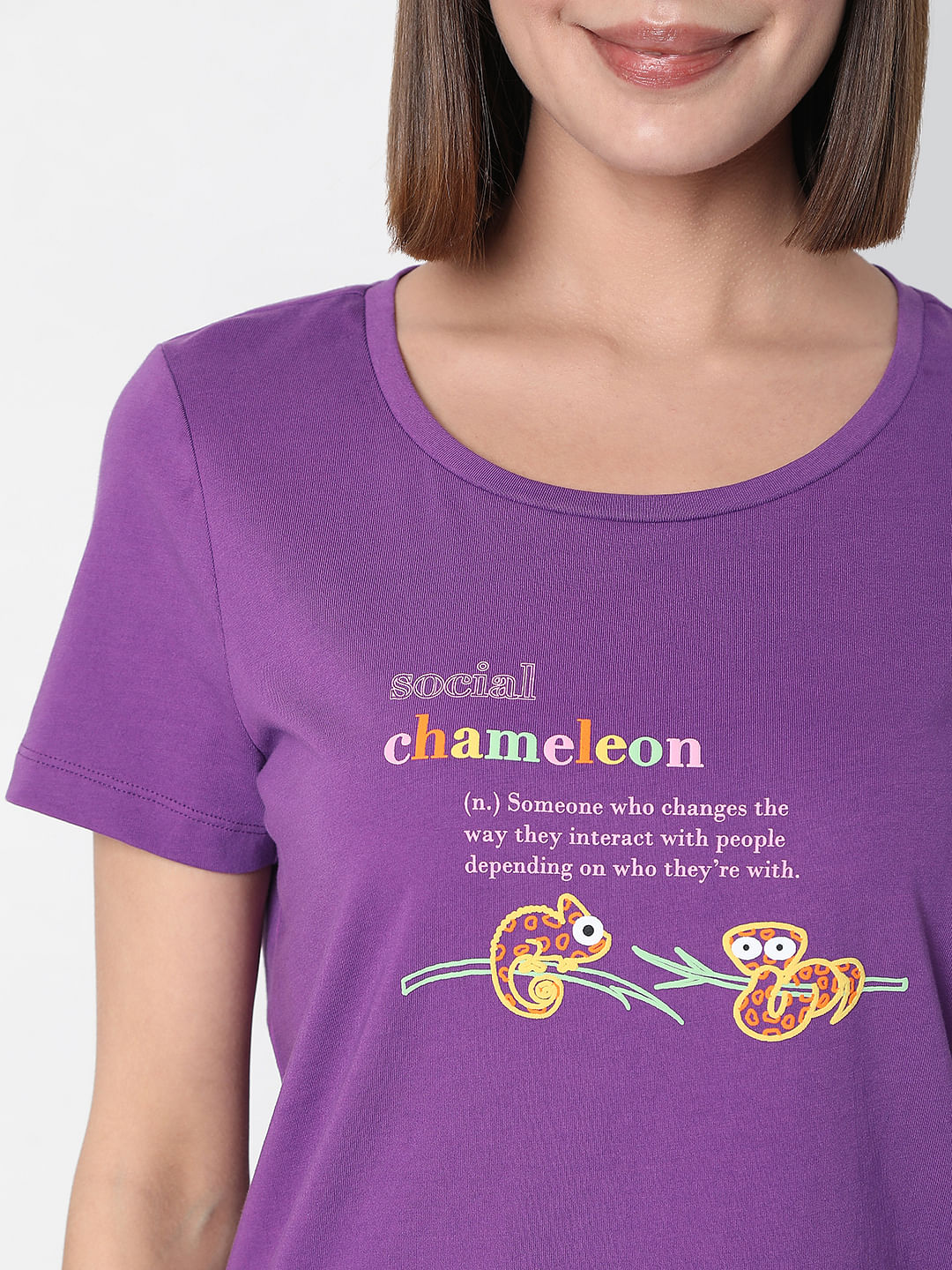 Purple Slogan Print T-Shirt - Image 6