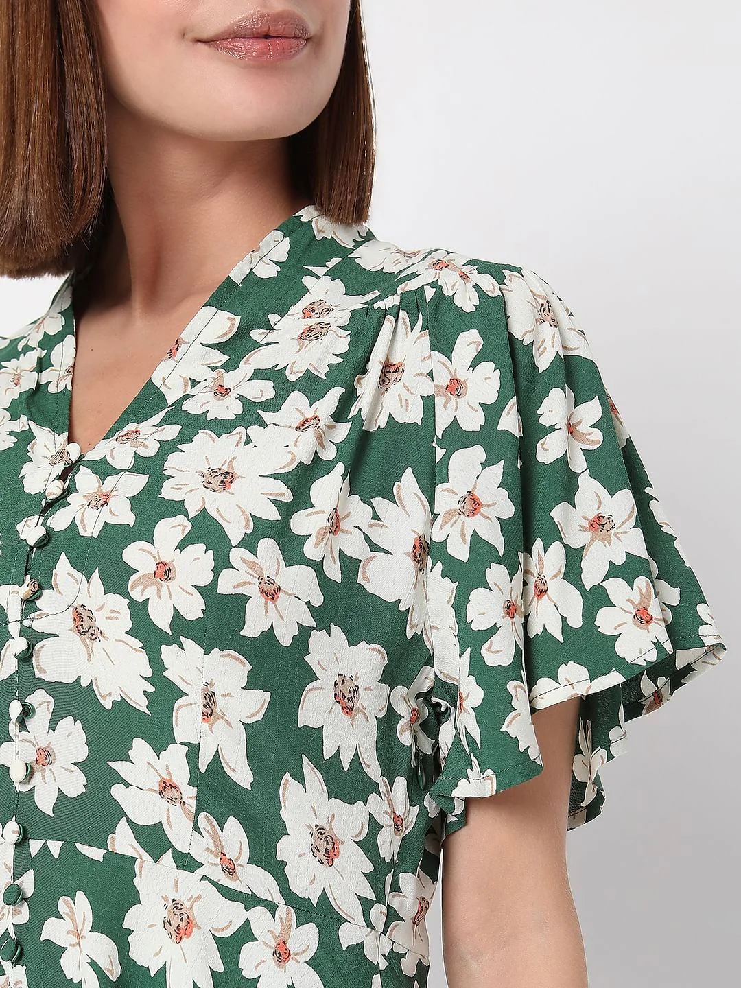 Green Floral Peplum Top - Image 6