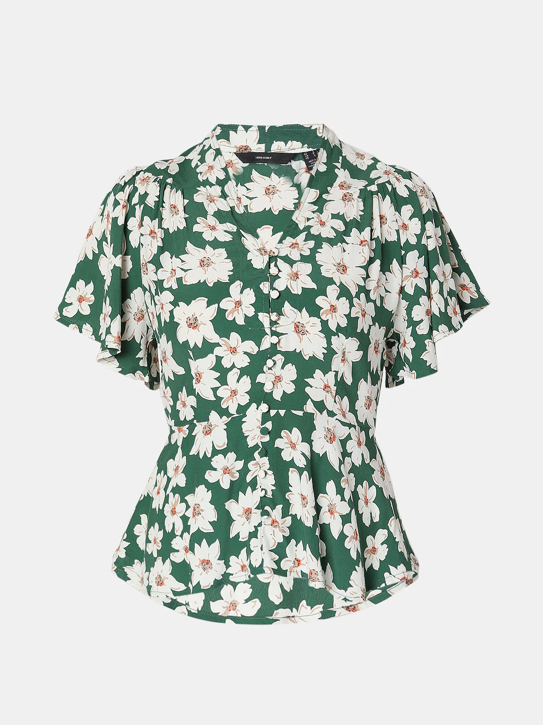 Green Floral Peplum Top - Image 7