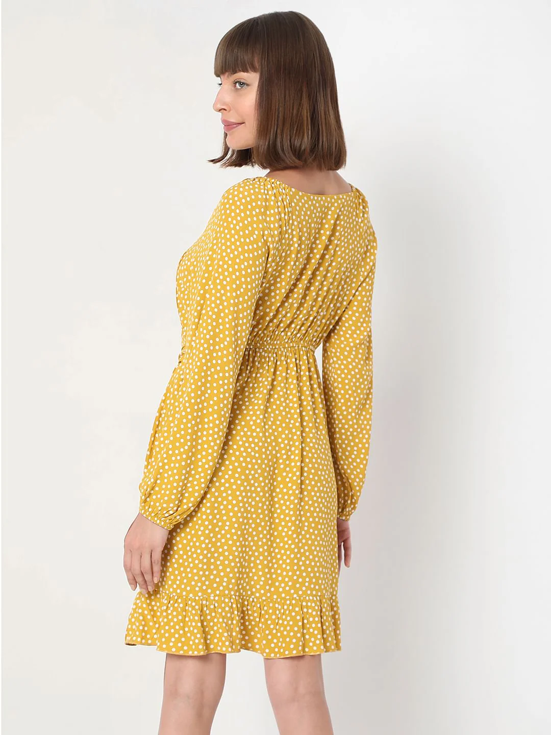 Mustard Printed Wrap Dress - Image 4