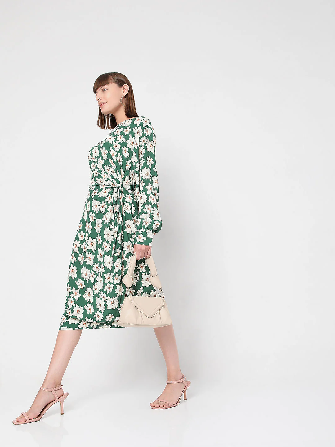 Green Floral Midi Dress