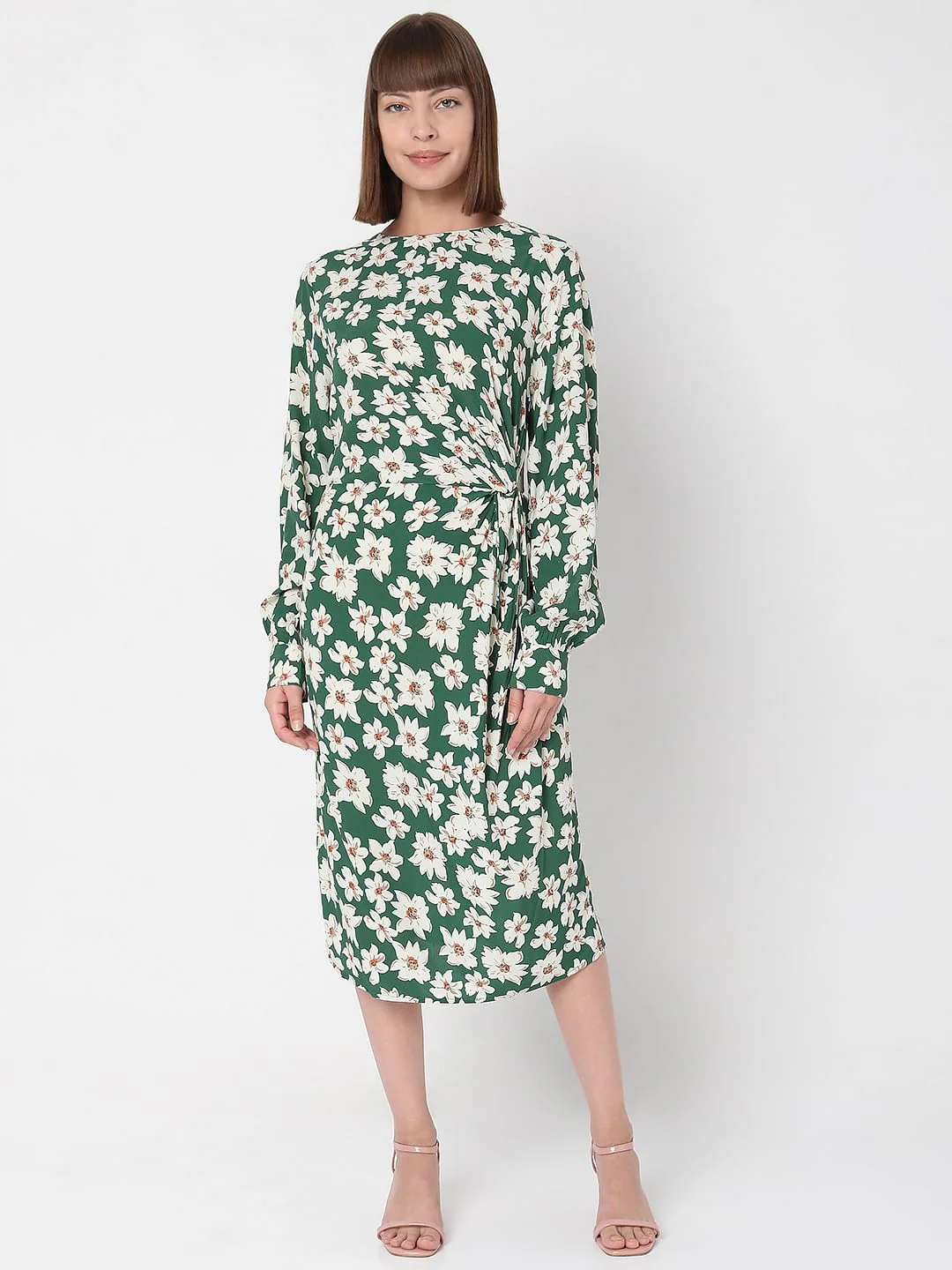 Green Floral Midi Dress - Image 2