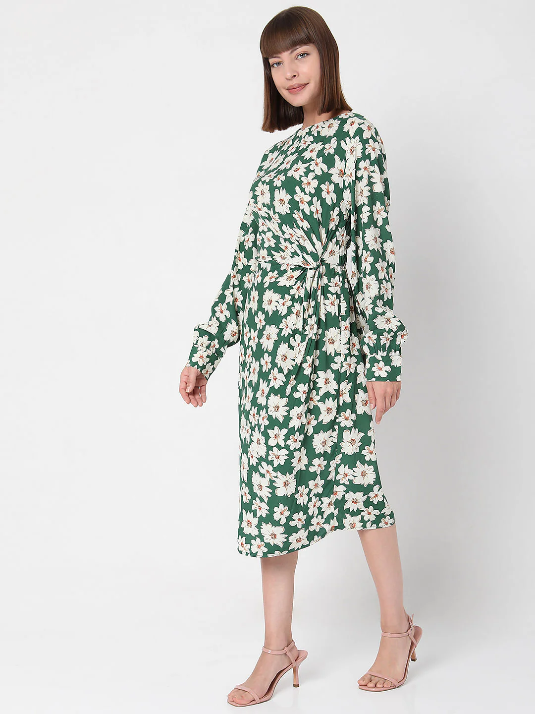 Green Floral Midi Dress - Image 3