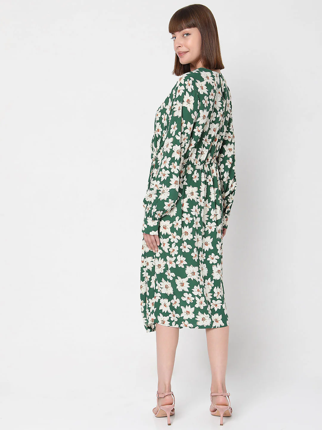 Green Floral Midi Dress - Image 4