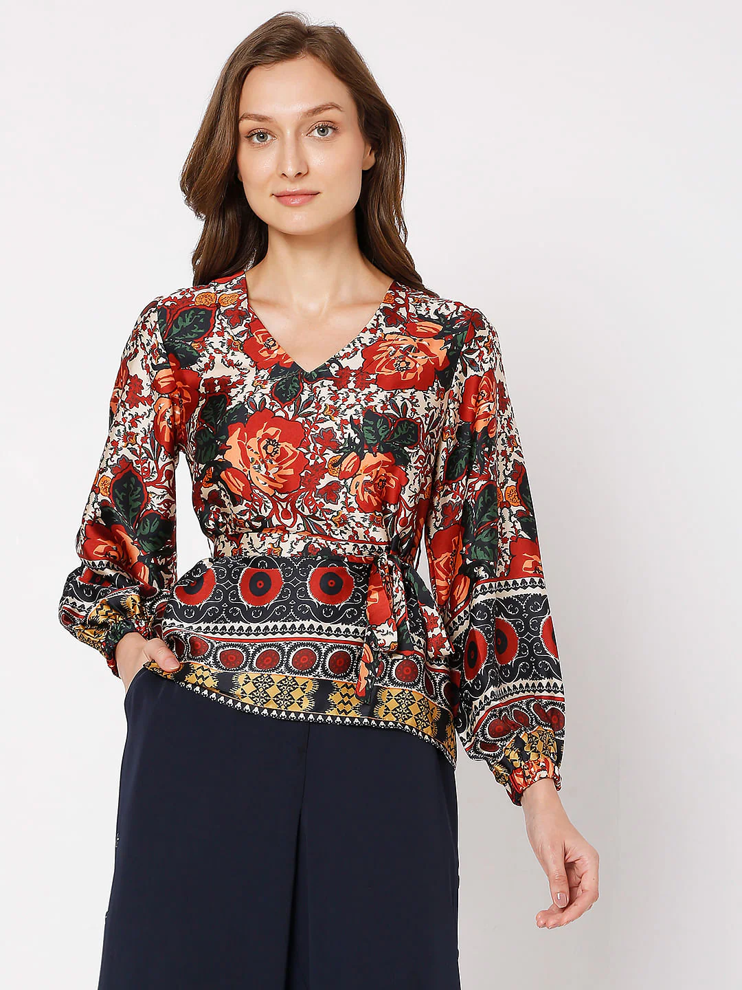 Brown Floral Print Top - Image 2