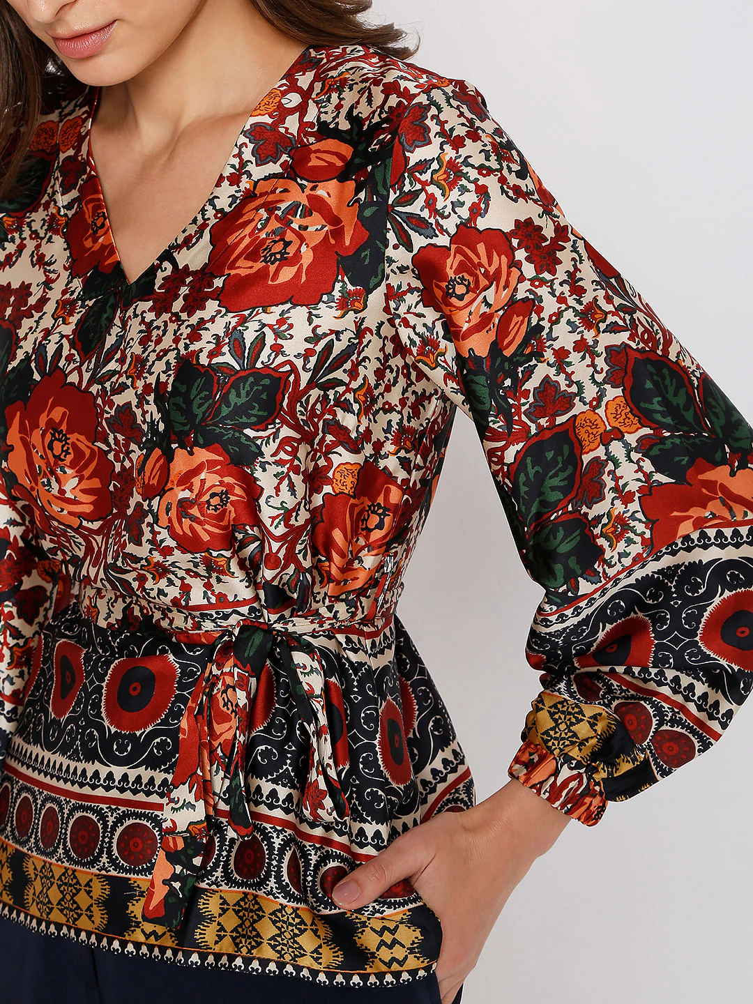 Brown Floral Print Top - Image 6