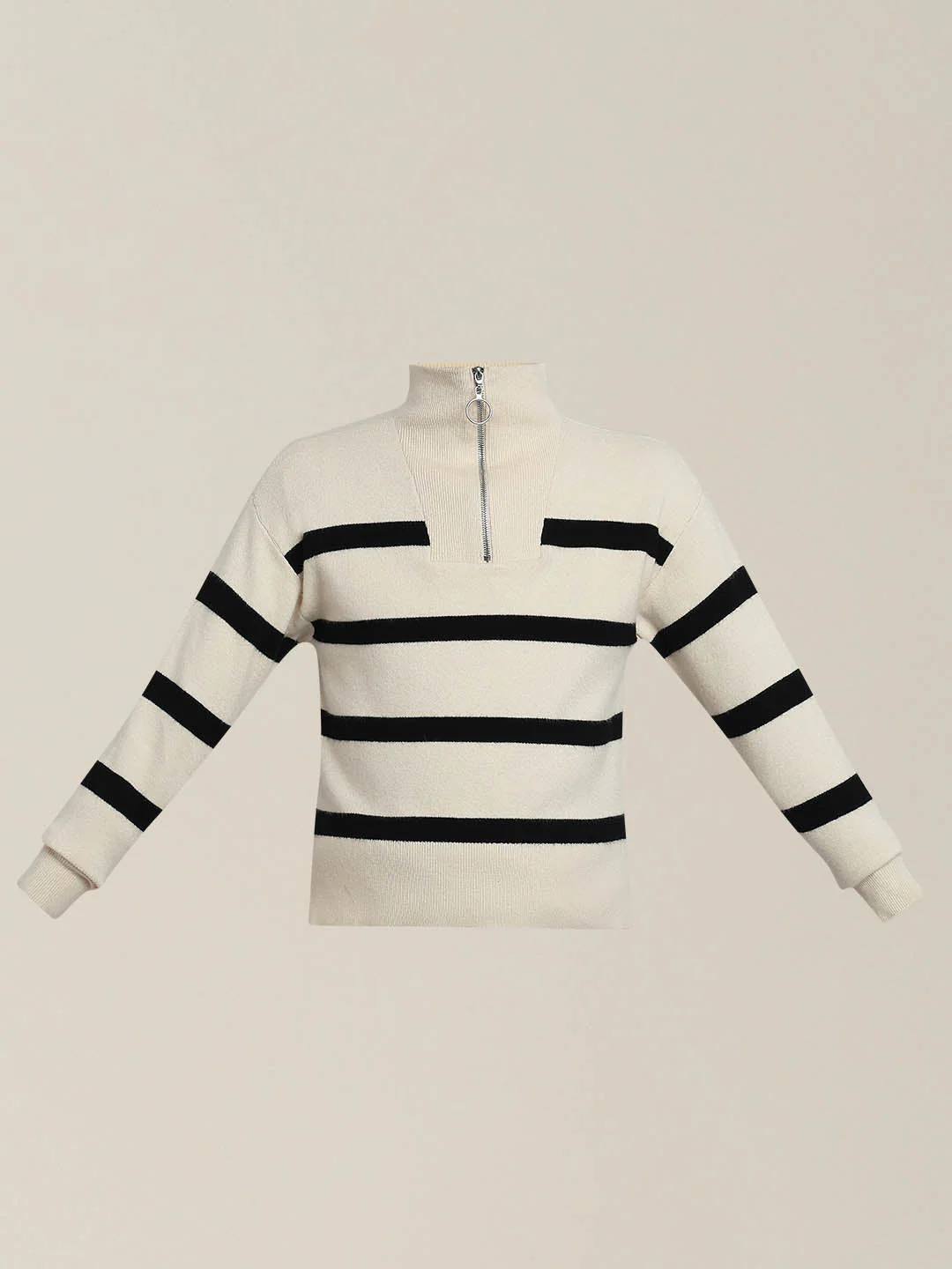 GIRLS Black & White Striped Sweater - Image 7