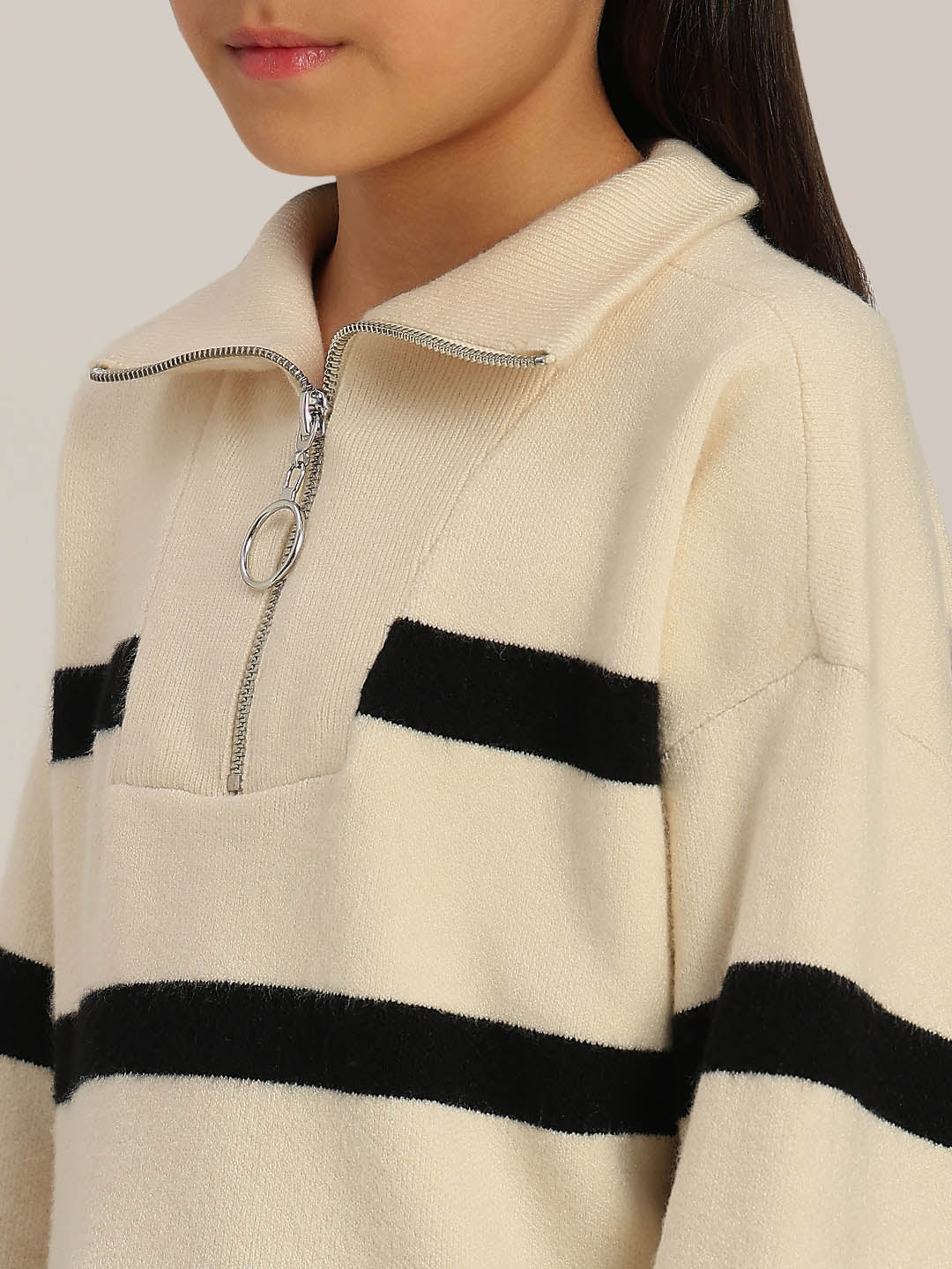 GIRLS Black & White Striped Sweater - Image 8