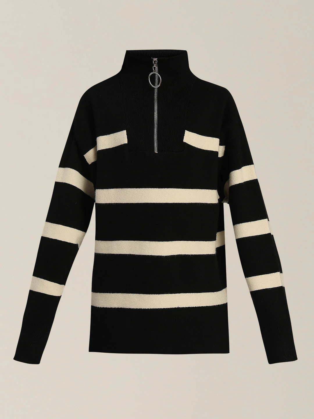 GIRLS Black & Beige Striped Sweater - Image 7