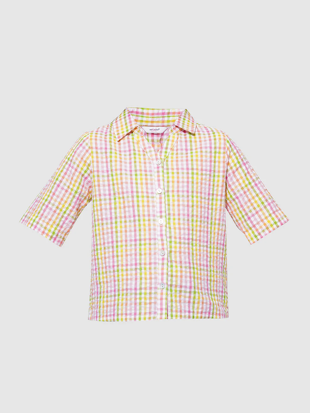 Girls White Cotton Check Shirt - Image 6