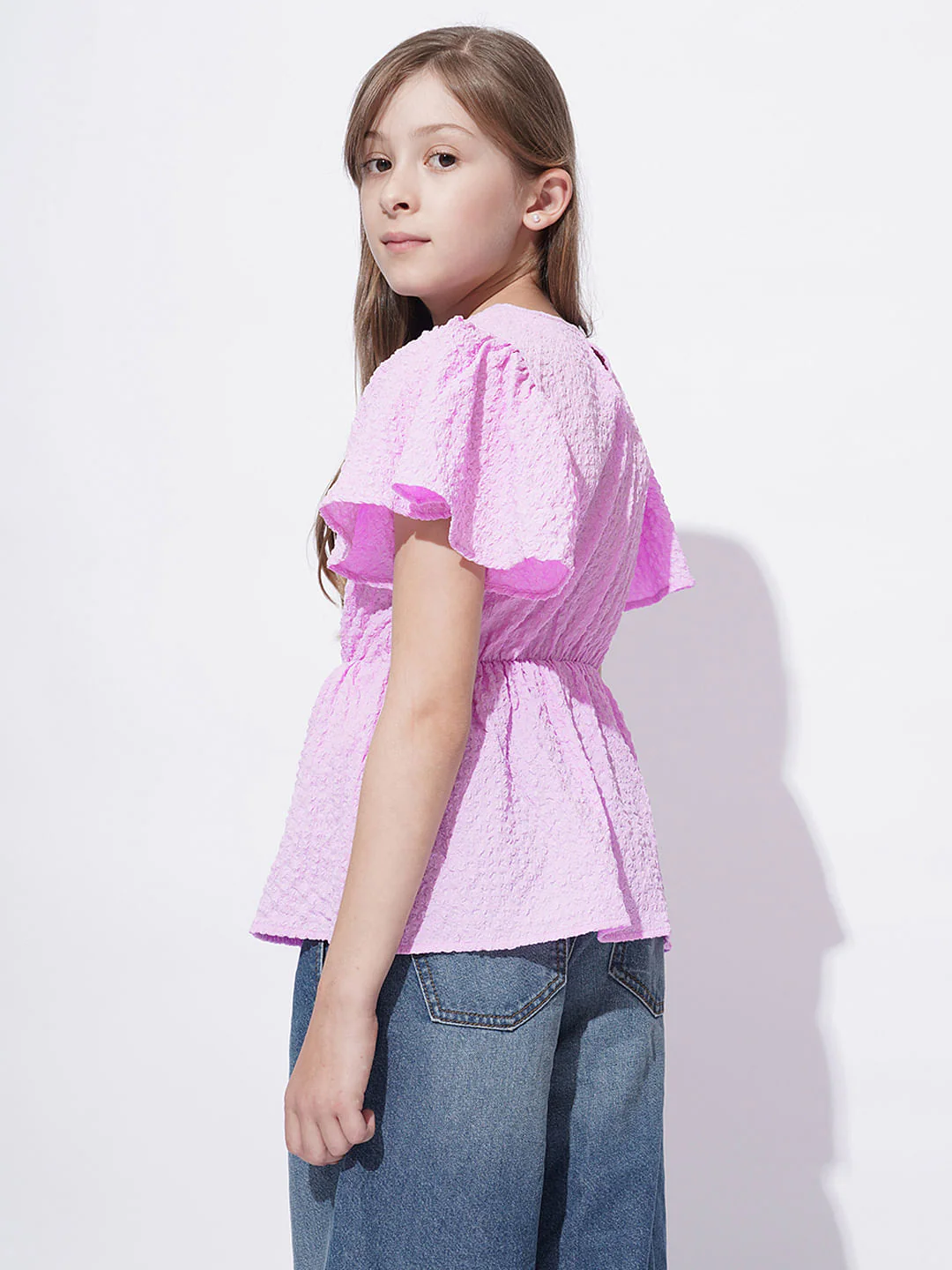 Girls Lilac Peplum Top - Image 3
