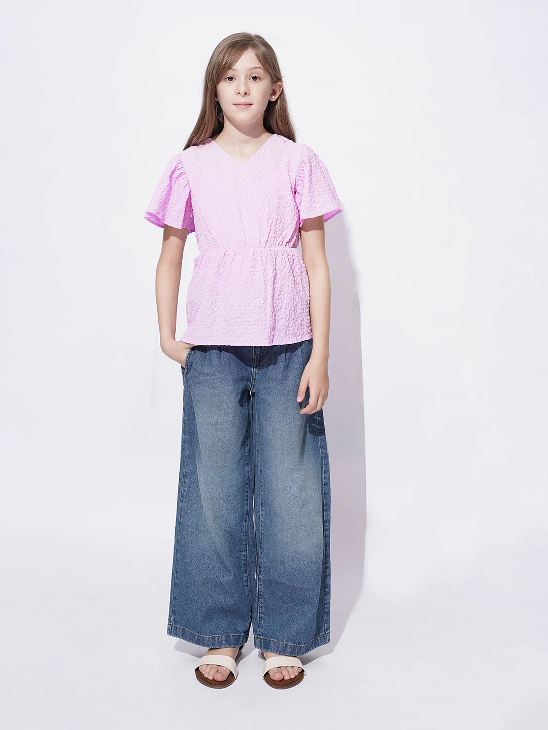 Girls Lilac Peplum Top - Image 5