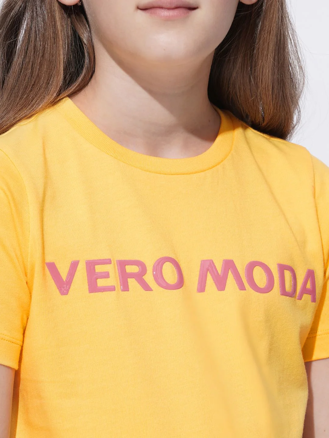 Girls Yellow Logo Print Cotton T-Shirt - Image 4