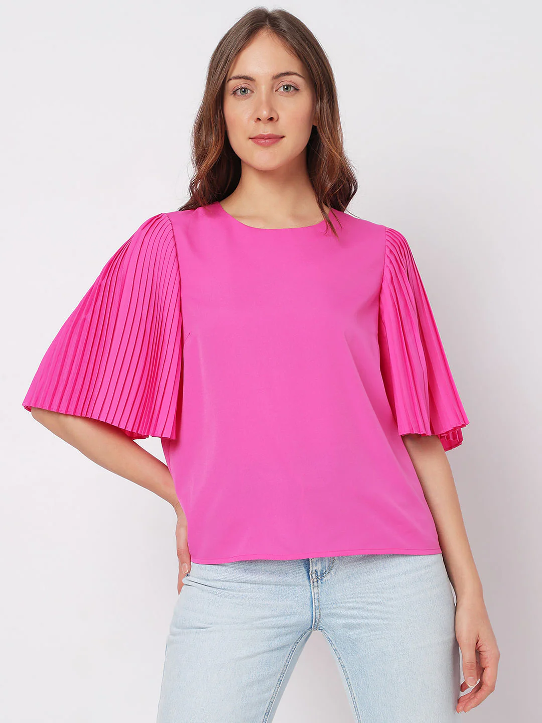 Bright Purple Flared Sleeves Top - Image 2