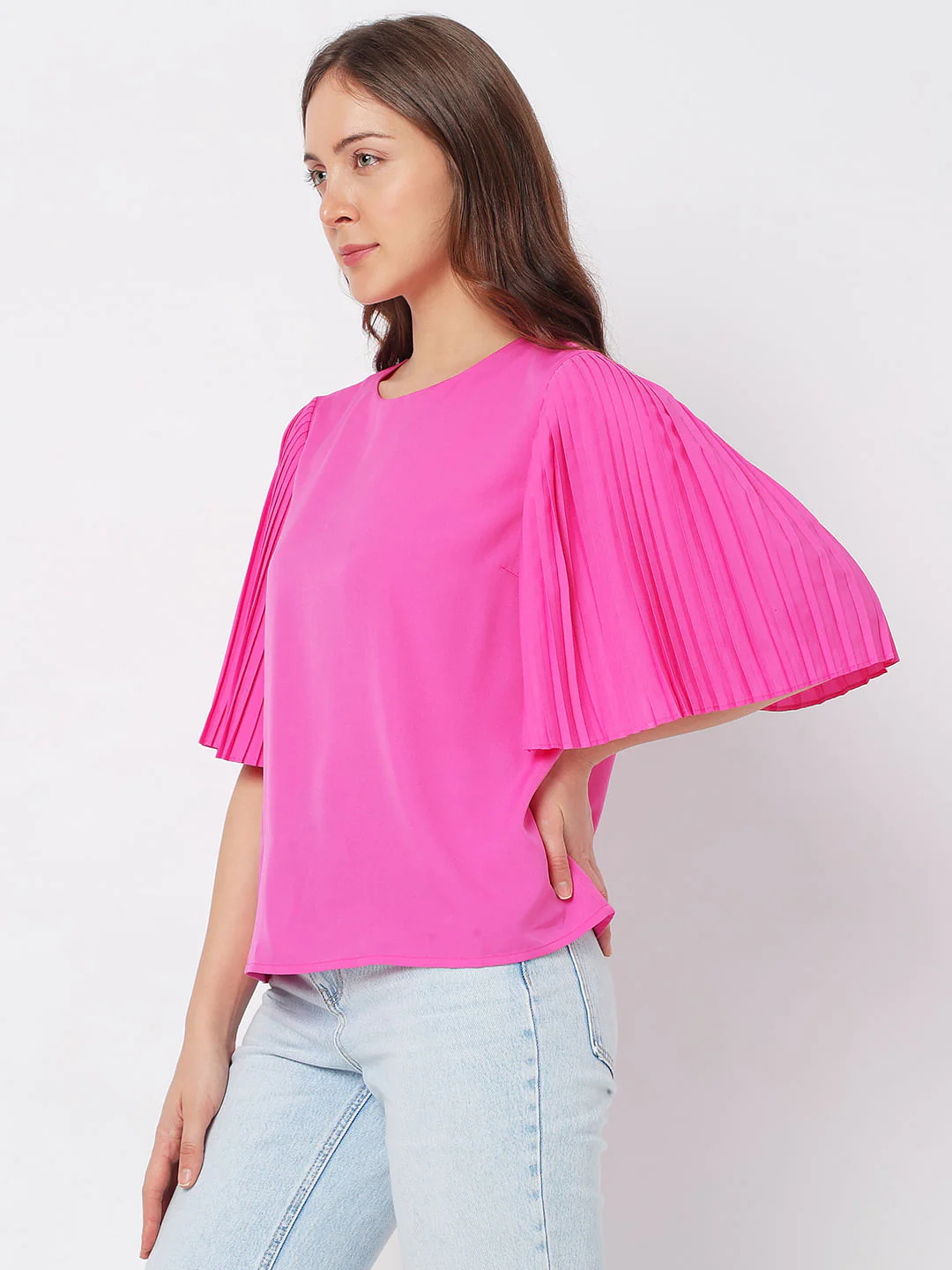 Bright Purple Flared Sleeves Top - Image 3