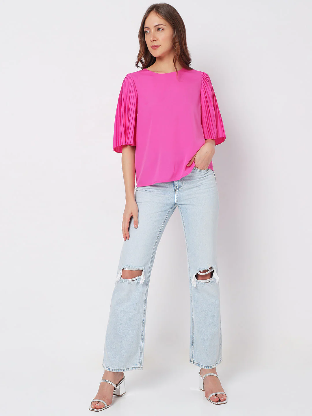 Bright Purple Flared Sleeves Top - Image 5