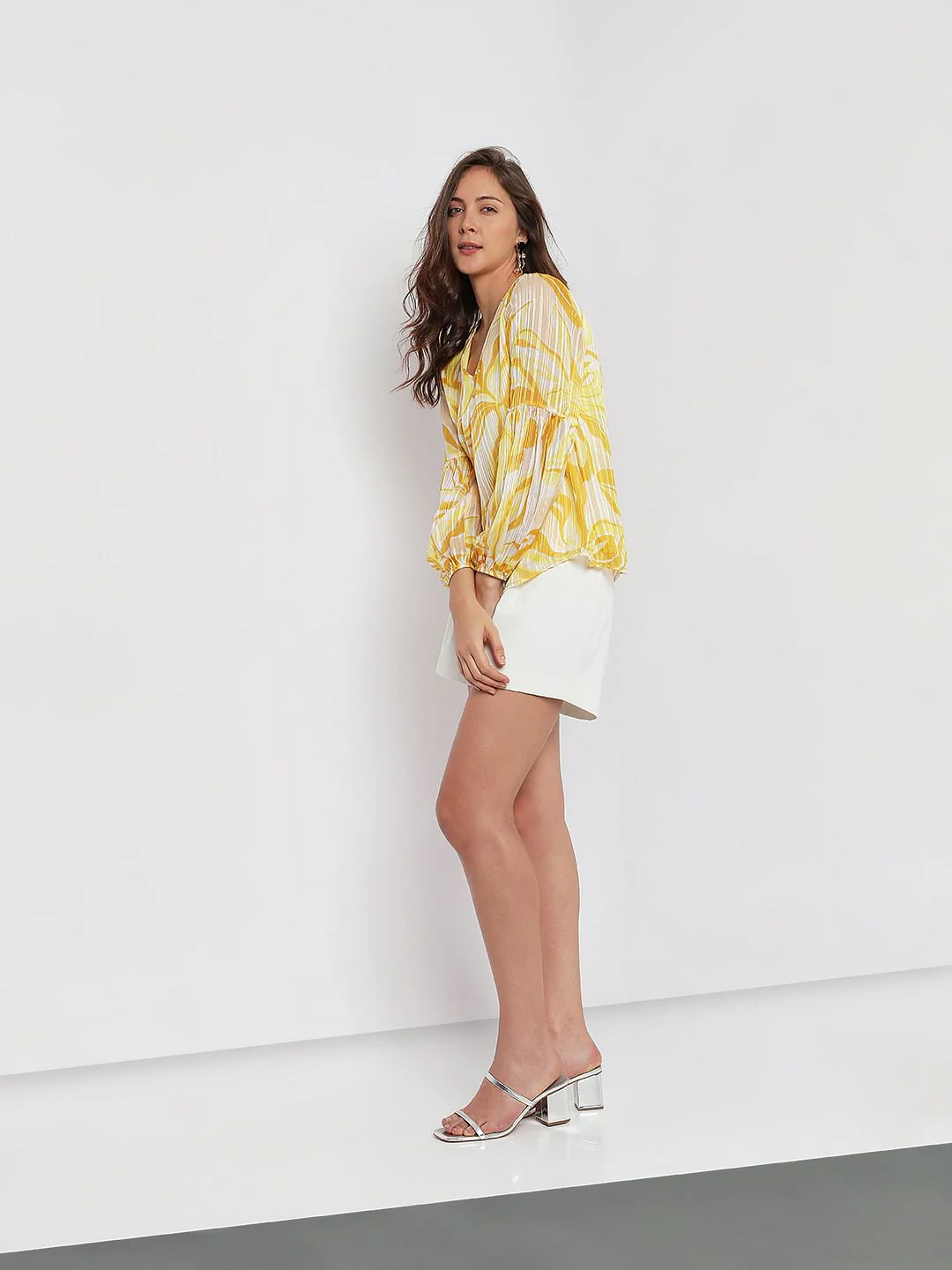 Yellow Floral Print Top