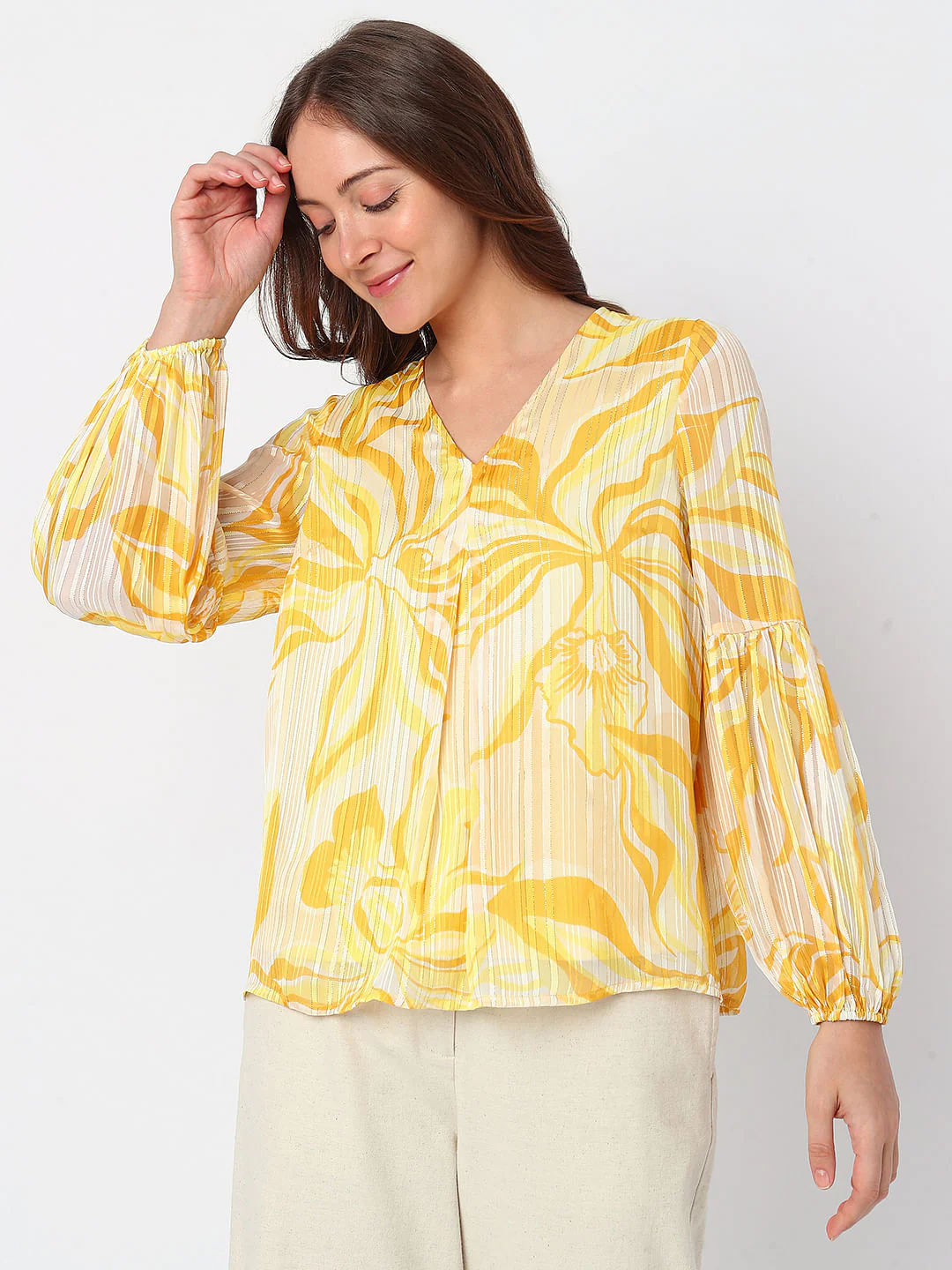 Yellow Floral Print Top - Image 2