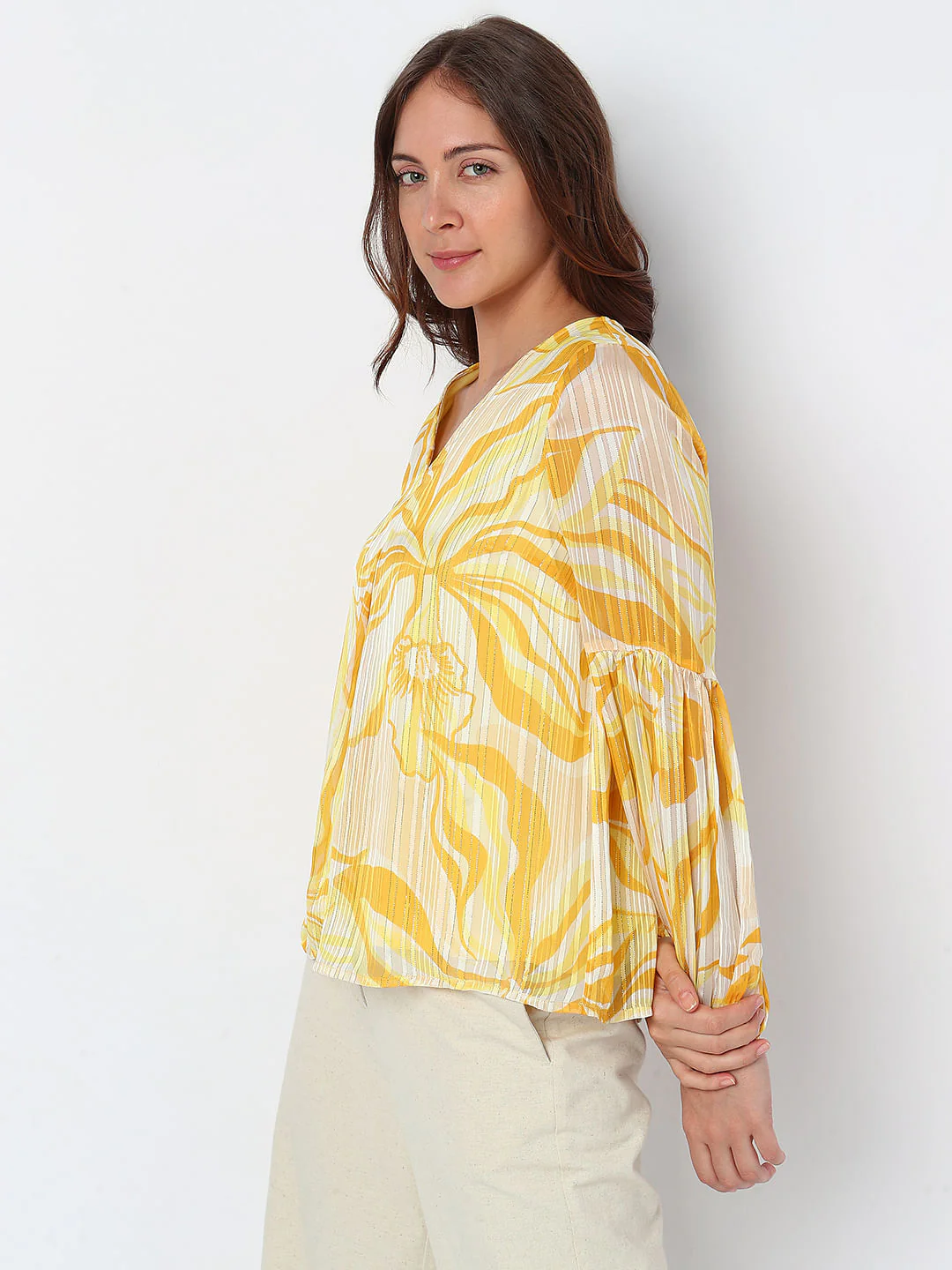 Yellow Floral Print Top - Image 3