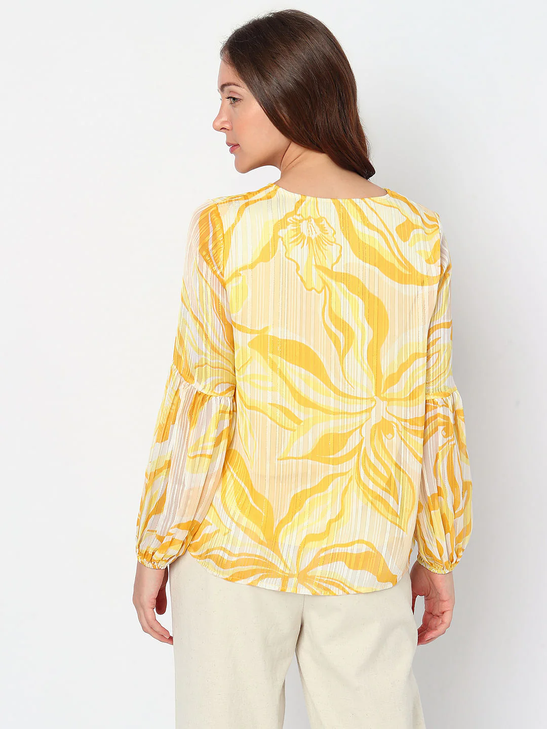 Yellow Floral Print Top - Image 4