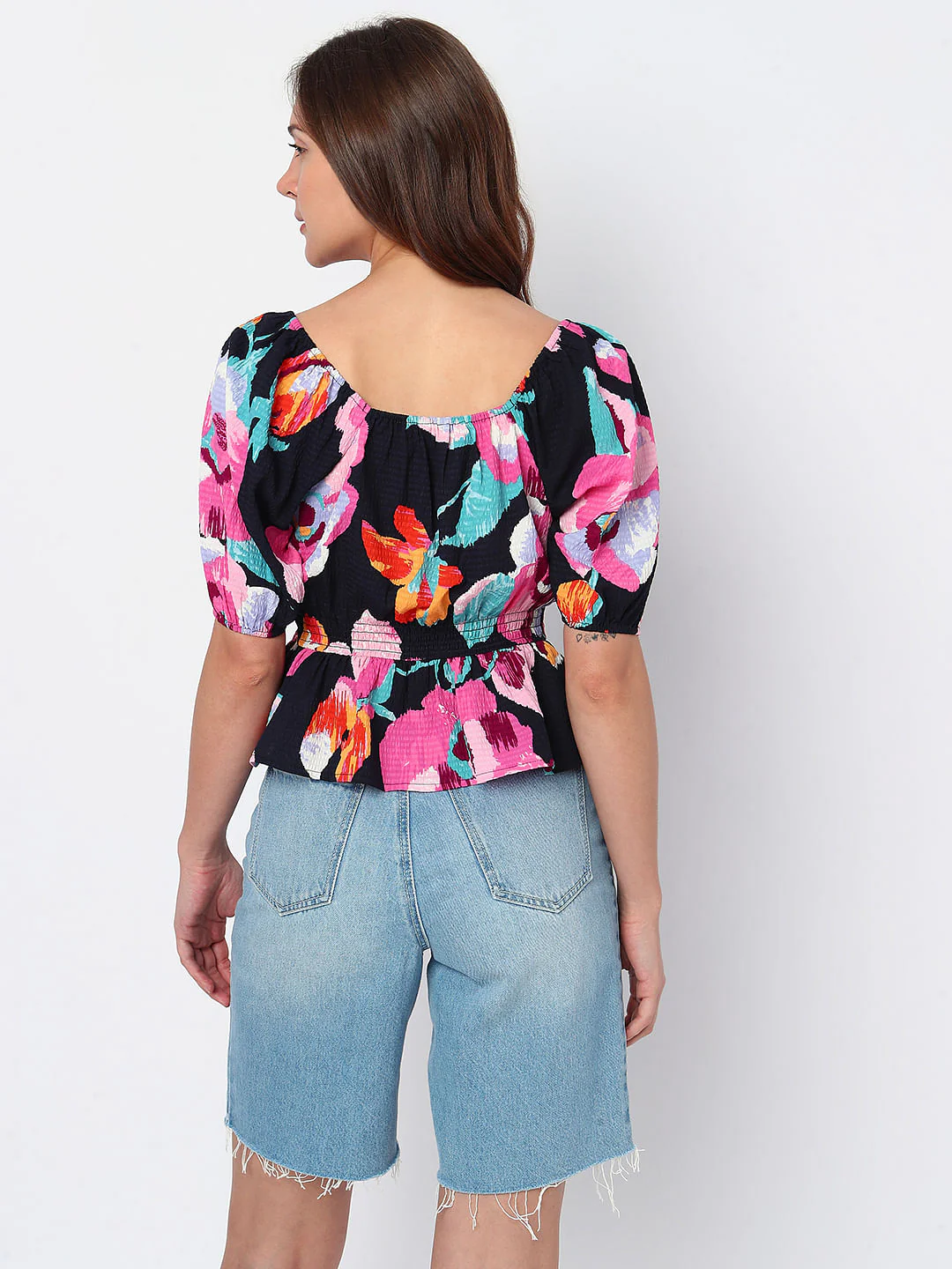 Black Floral Print Top - Image 4