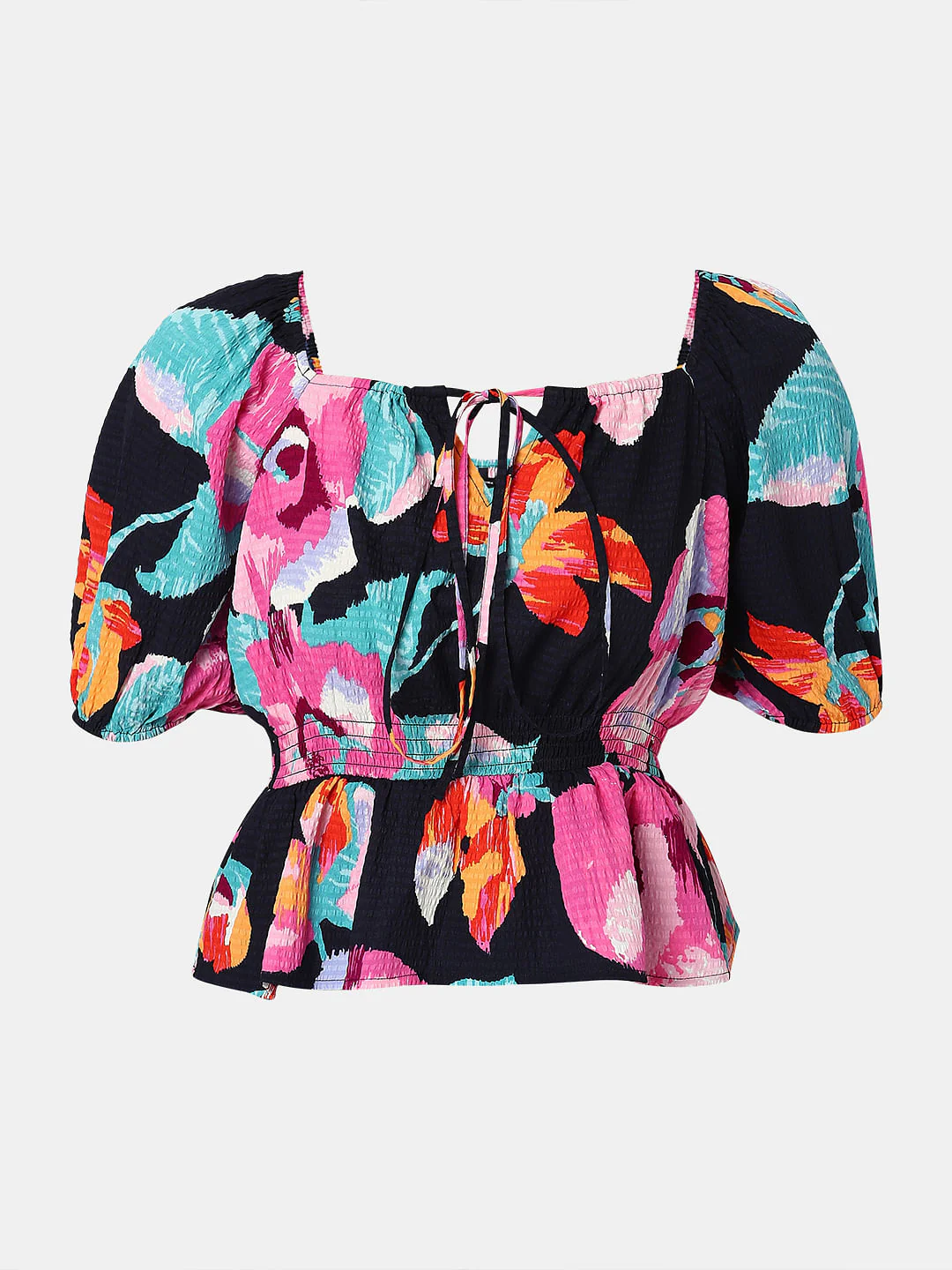 Black Floral Print Top - Image 7