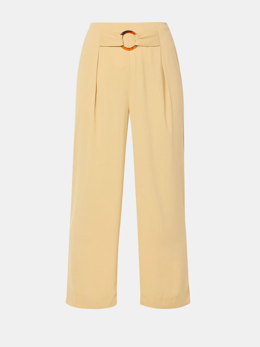 Yellow High Rise Buckle Detail Pants - Image 7