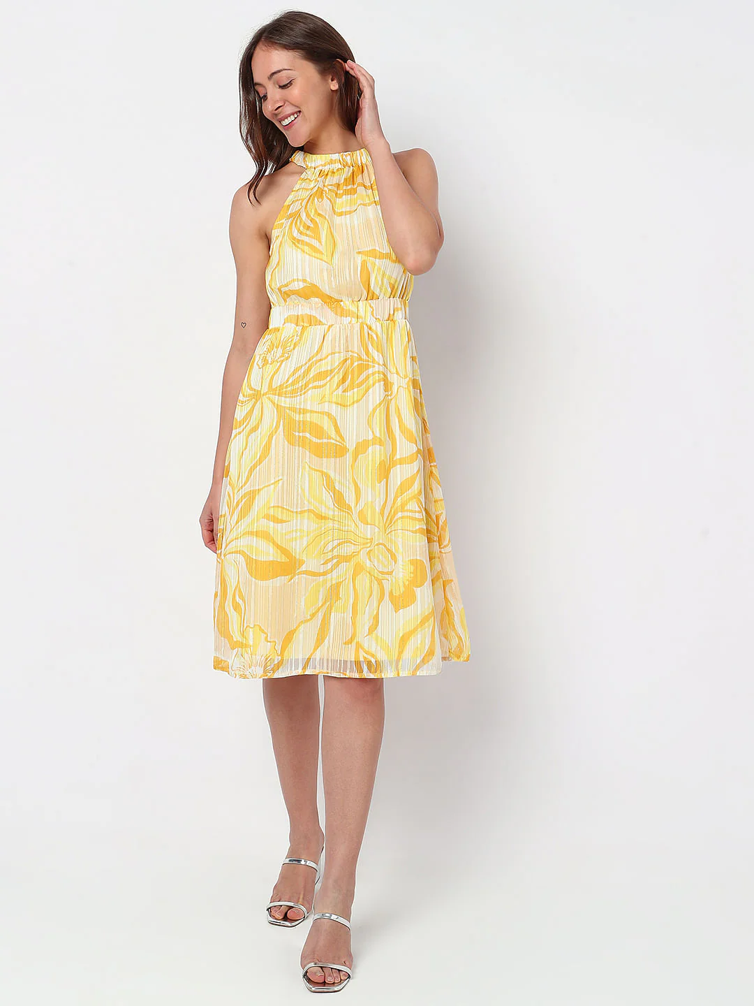 Yellow Floral Midi Dress - Image 2