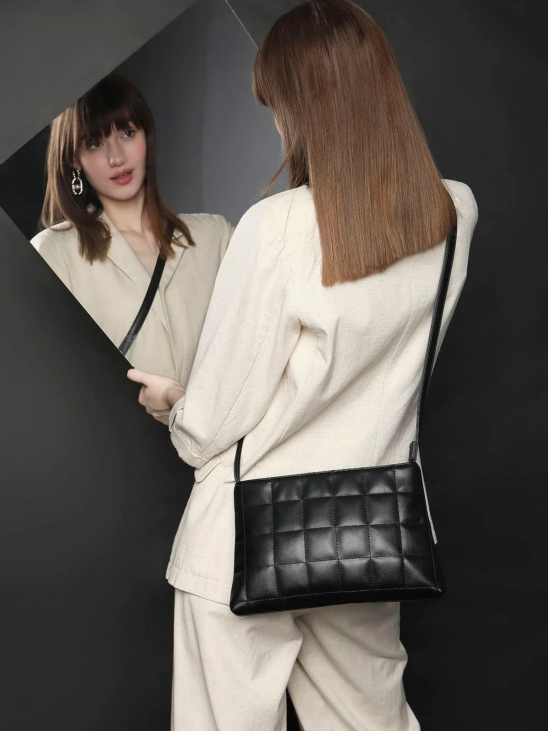 Black Structured Sling Bag