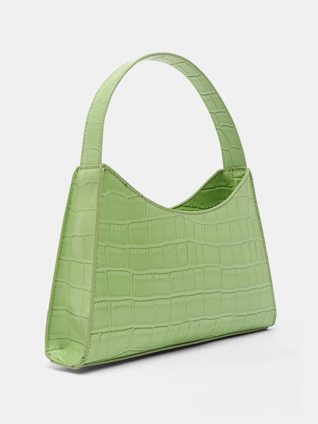 Green Faux Leather Baguette Bag - Image 4