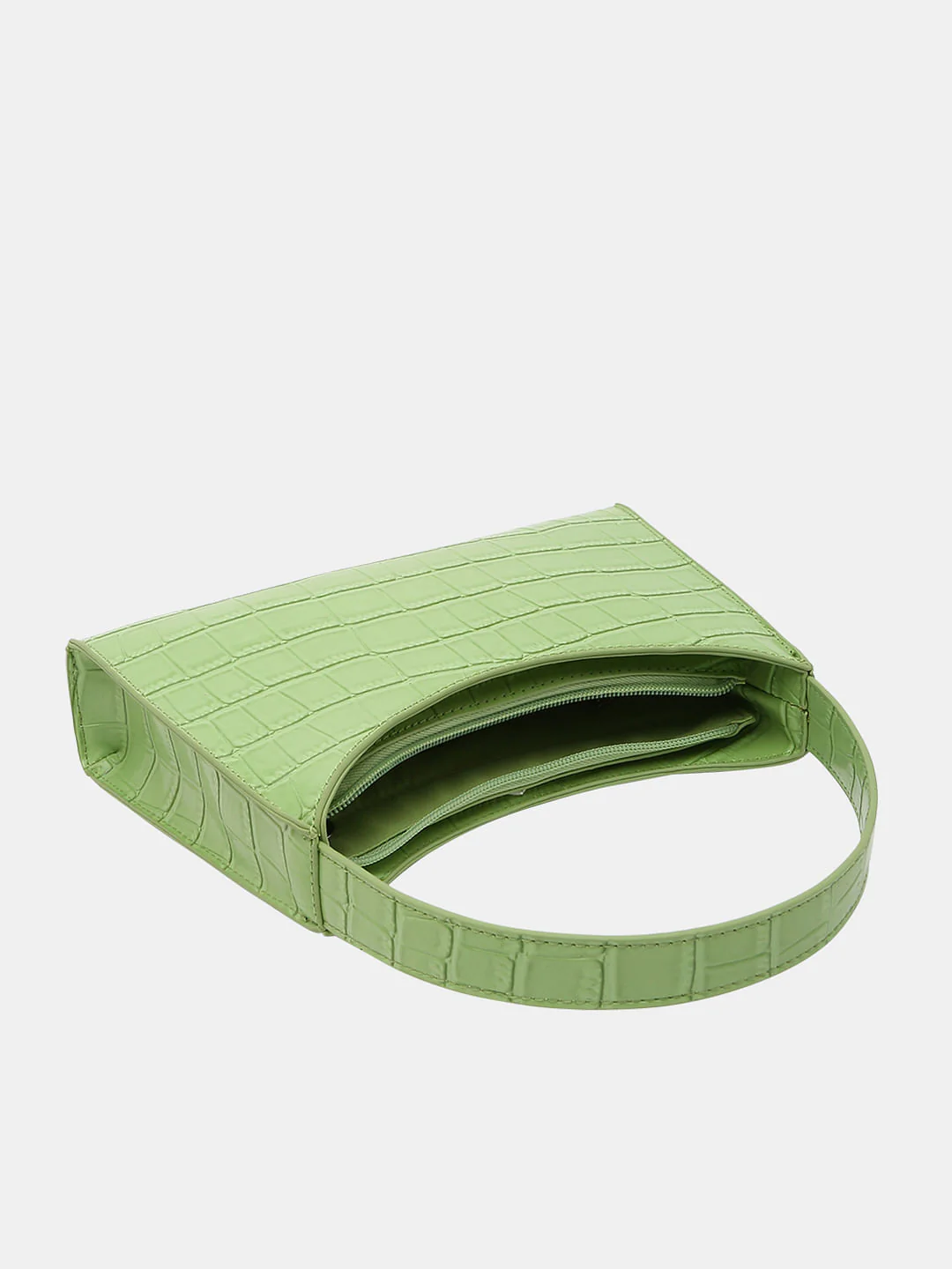 Green Faux Leather Baguette Bag - Image 6