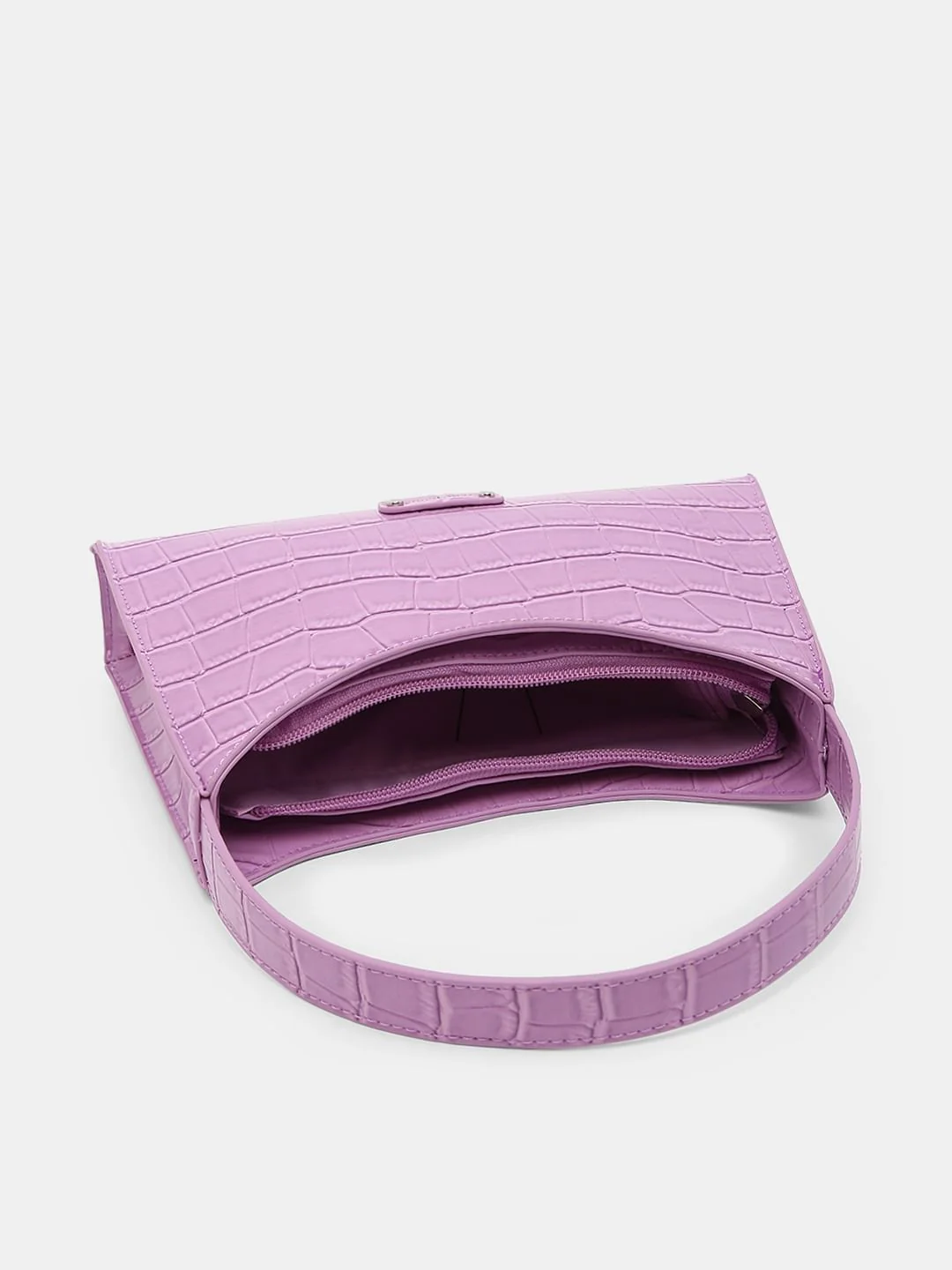 Purple Faux Leather Baguette Bag - Image 6