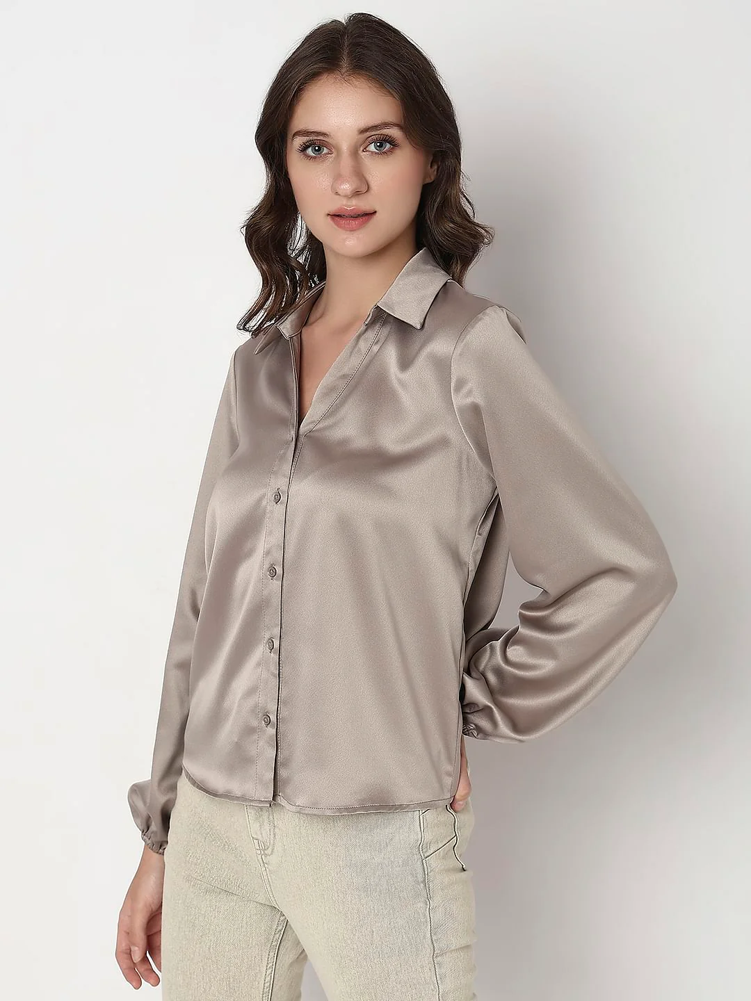 Champagne Satin Shirt - Image 3