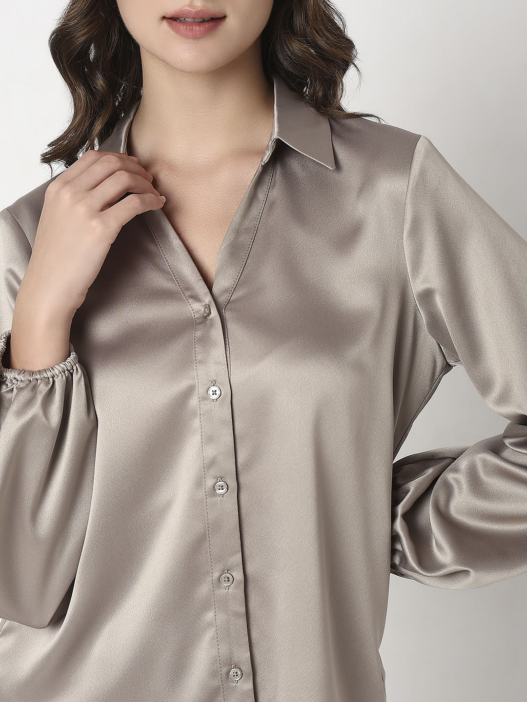Champagne Satin Shirt - Image 6