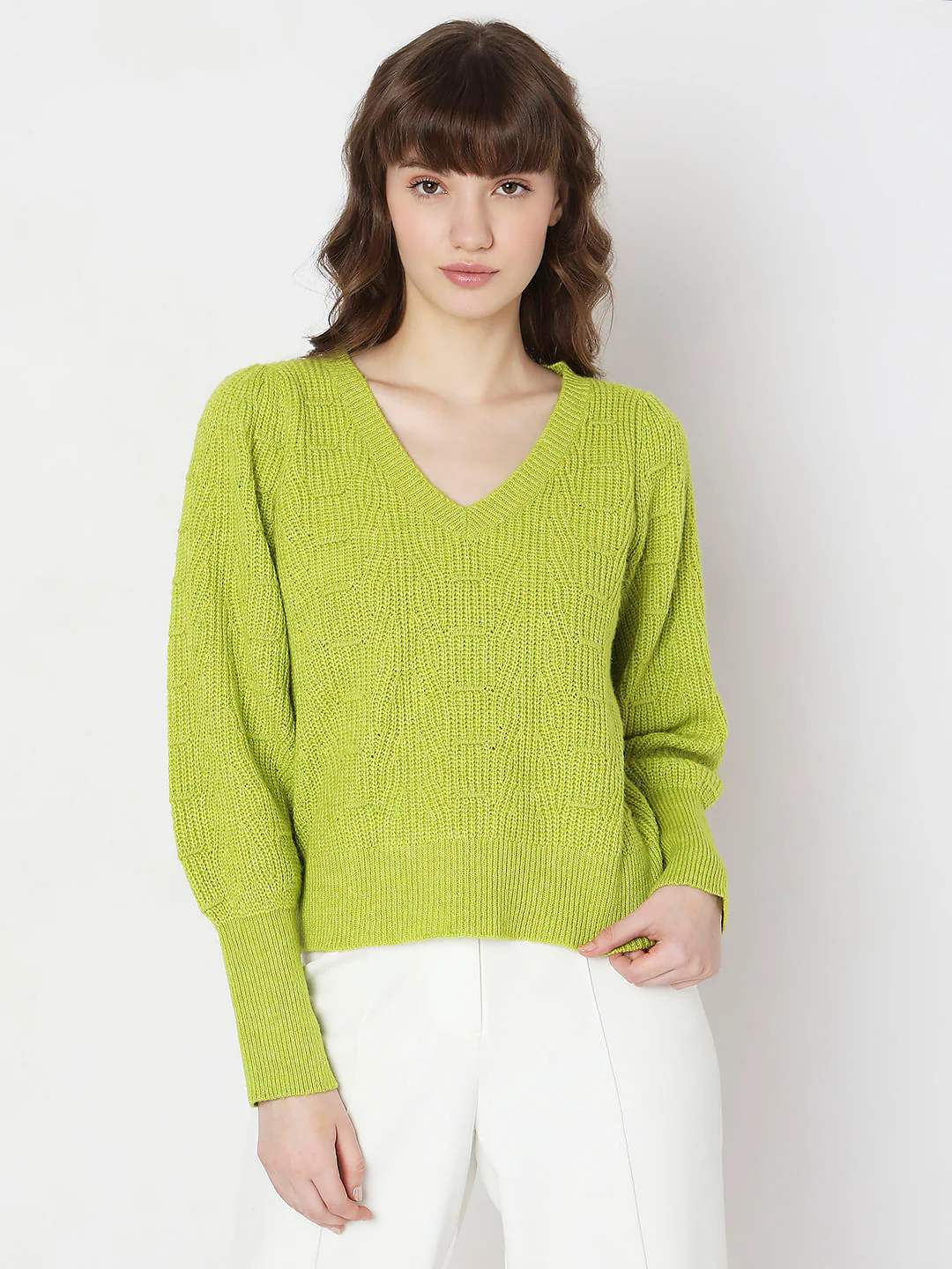 Green Pointelle Pullover - Image 2