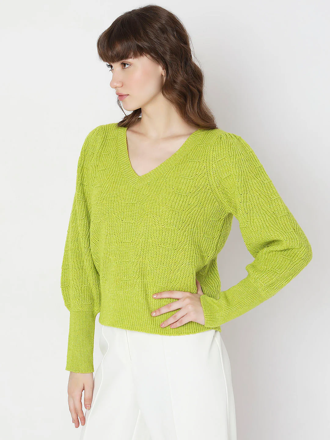 Green Pointelle Pullover - Image 3
