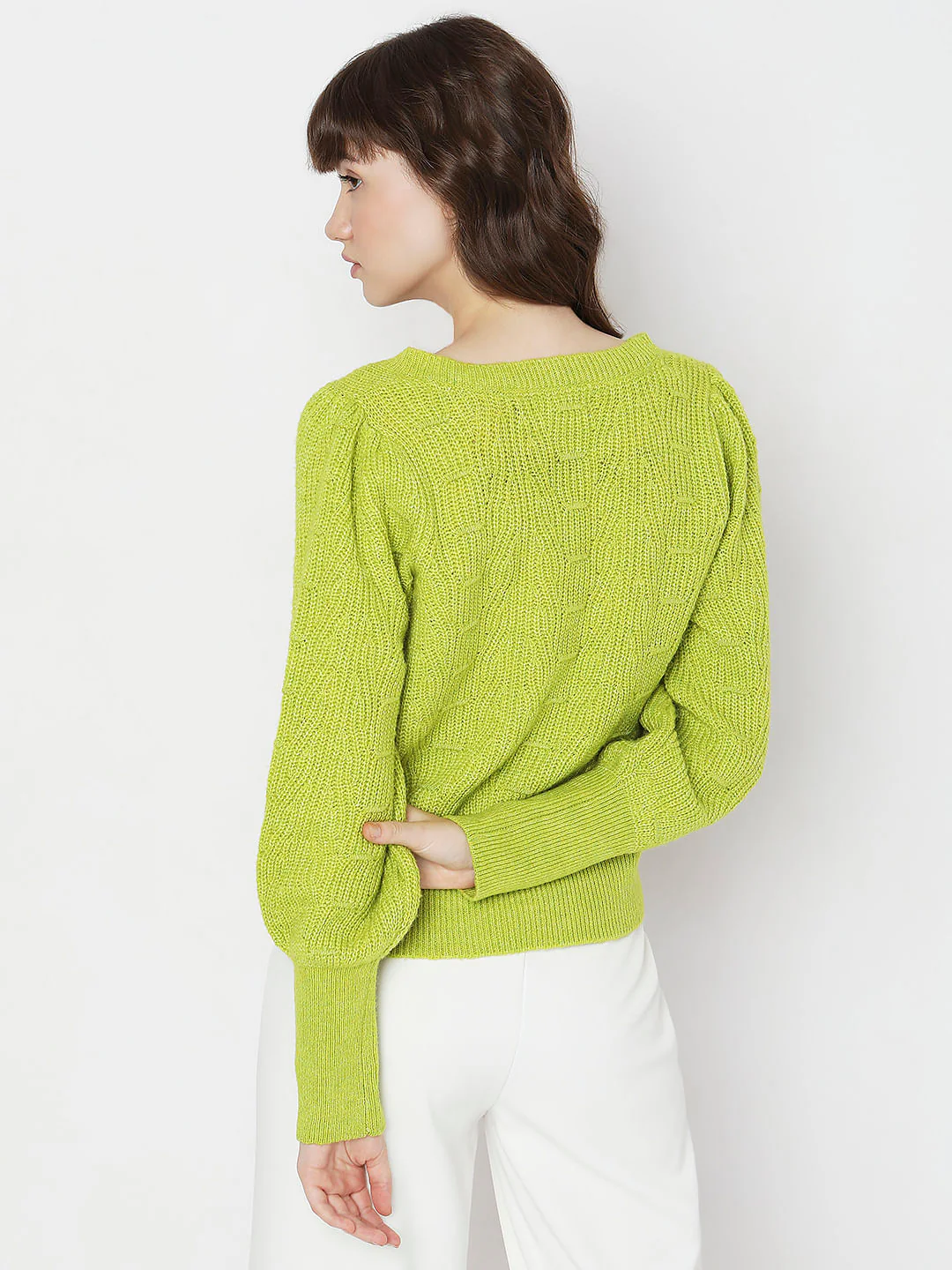 Green Pointelle Pullover - Image 4