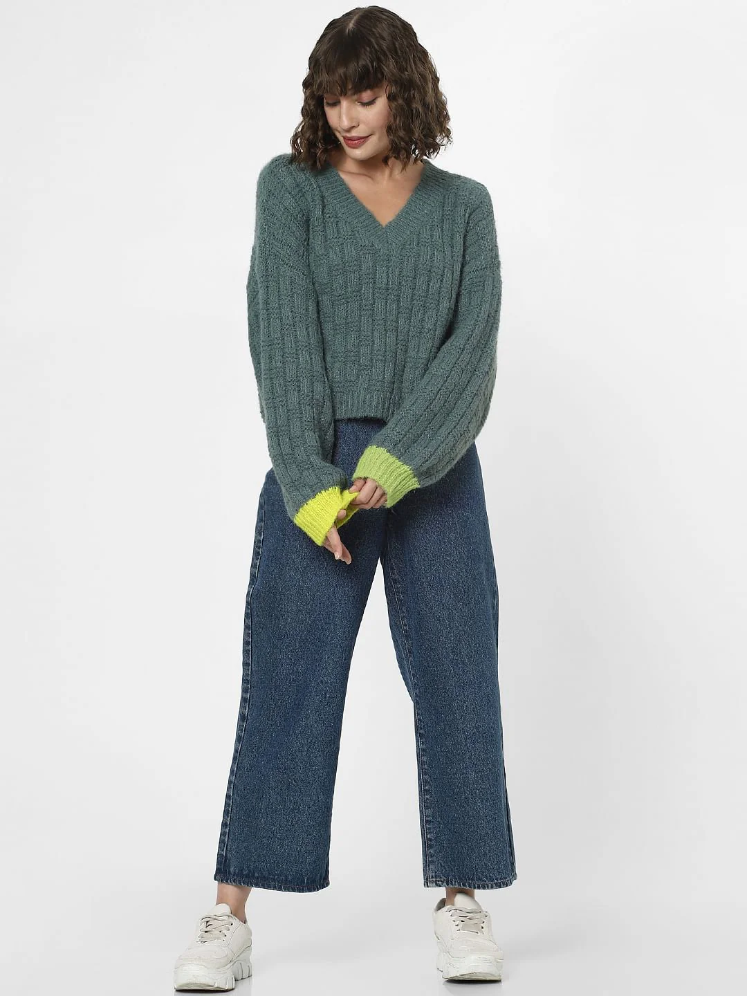 Green Ribbed Textured Pullover - Image 5